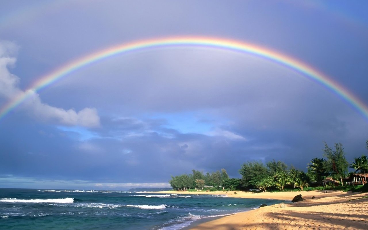 Обои волны, песок, пляж, радуга, тропики, wave, sand, beach, rainbow, tropics разрешение 1920x1080 Загрузить