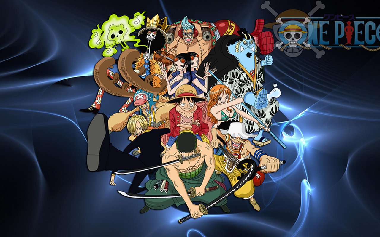 Обои one piece, piraty, luffi i komanda разрешение 1920x1080 Загрузить