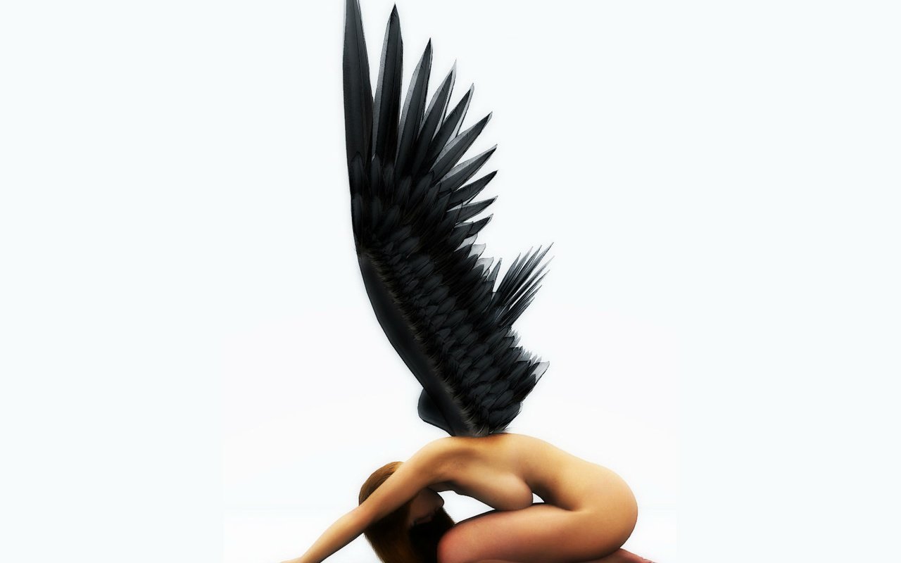 Обои крылья, графика, рендеринг, ангел, падший, чёрные, 3д, wings, graphics, rendering, angel, fallen, black, 3d разрешение 1920x1080 Загрузить