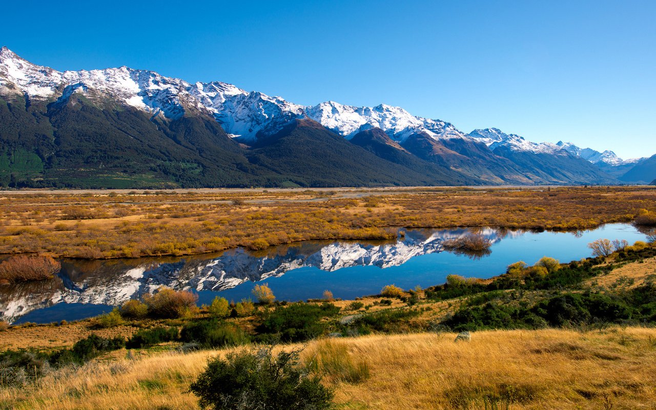 Обои река, горы, природа, новая зеландия, river, mountains, nature, new zealand разрешение 1920x1080 Загрузить