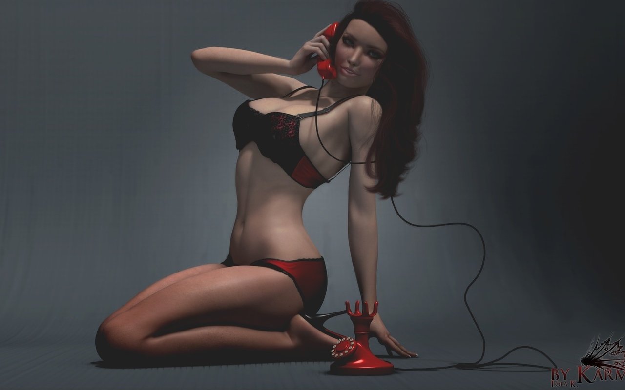 Обои девушка, поза, рендеринг, красное, нижнее белье, girl, pose, rendering, red, underwear разрешение 1920x1080 Загрузить