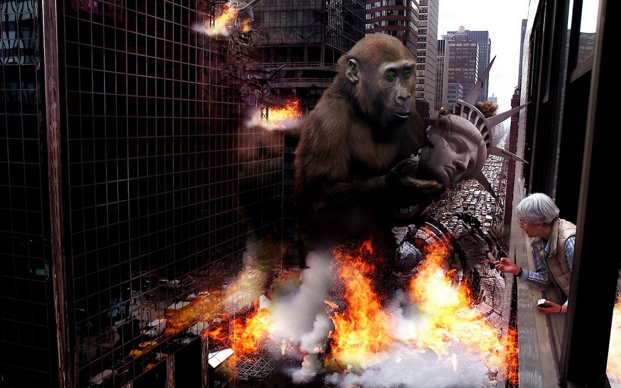 Обои кинг конг и старушка, king kong and the old lady разрешение 1920x1080 Загрузить