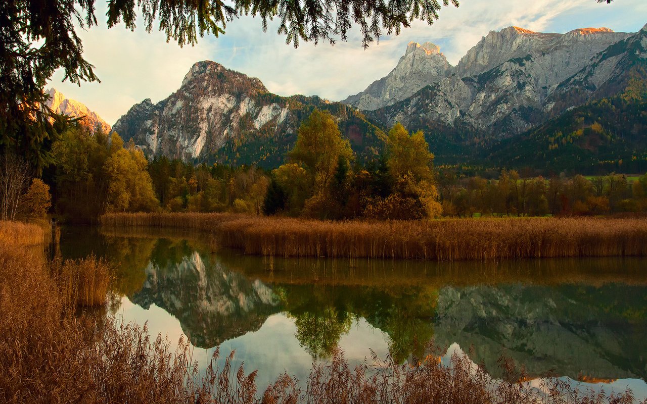 Обои река, горы, природа, лес, осень, river, mountains, nature, forest, autumn разрешение 1920x1200 Загрузить