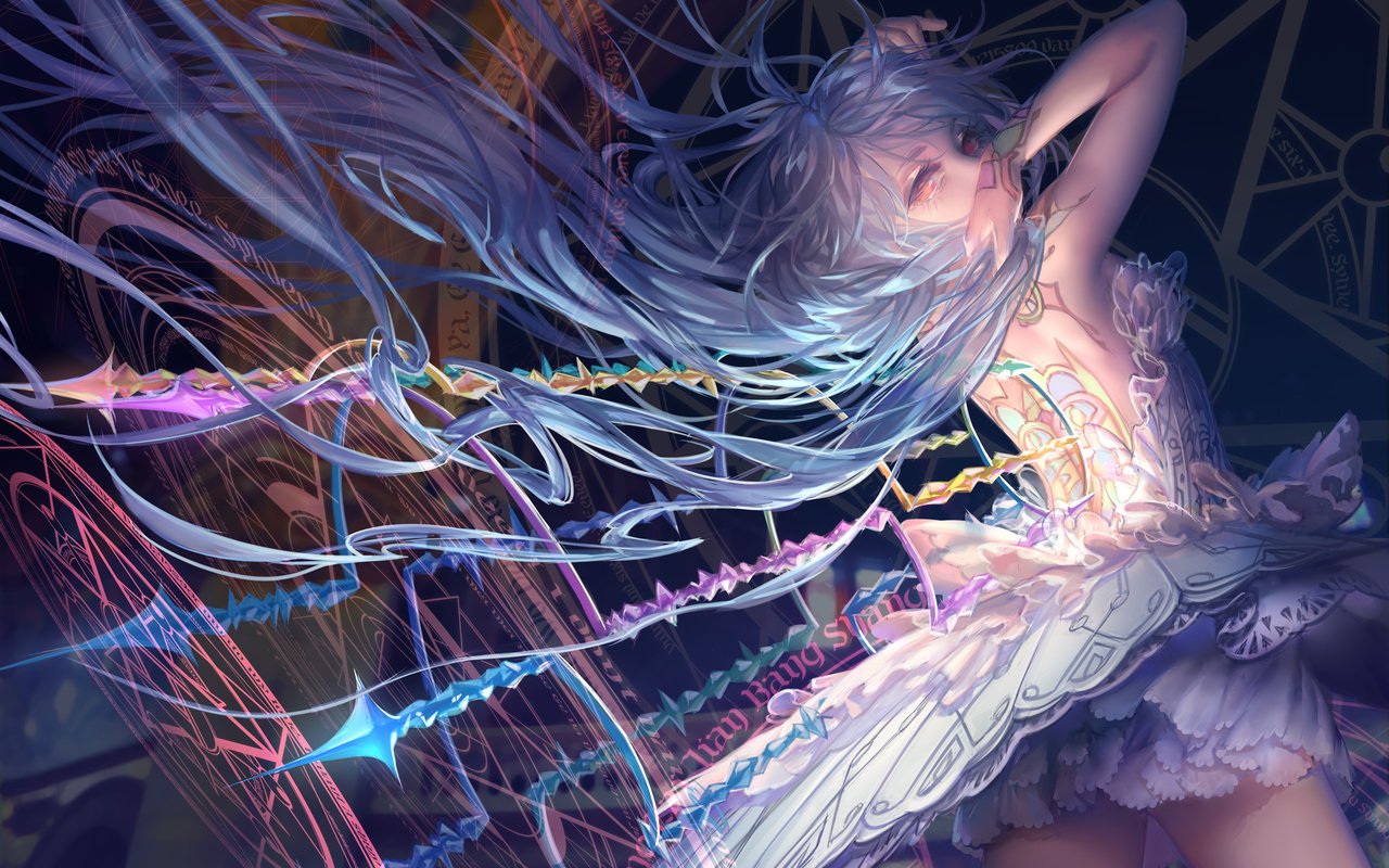 Обои арт, девушка, магия, круг, mayoimayoi, art, girl, magic, round разрешение 2480x1754 Загрузить