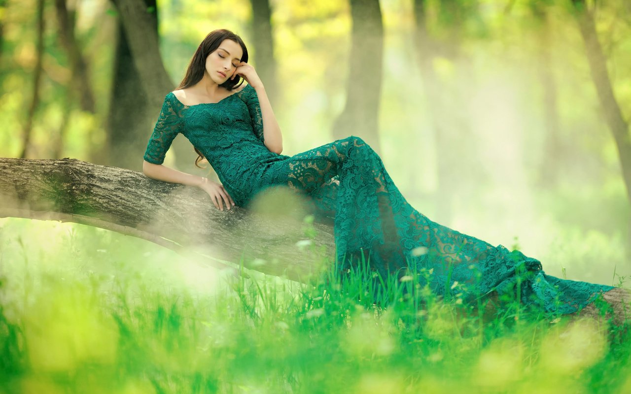 Обои зелень, лес, девушка, платье, rafa, в зелёном, greens, forest, girl, dress, in green разрешение 1920x1280 Загрузить