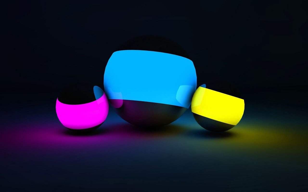 Обои свет, неон, шары, фон, цвет, графика, черный фон, сферы, light, neon, balls, background, color, graphics, black background, sphere разрешение 1920x1200 Загрузить