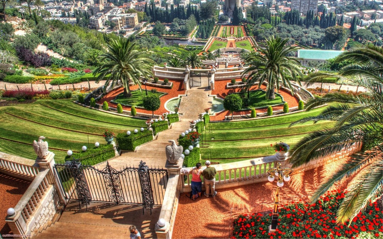 Обои израиль, хайфа, бахайские сады, всемирный центр бахаи, israel, haifa, the bahai gardens, the bahá'í world centre разрешение 1920x1200 Загрузить