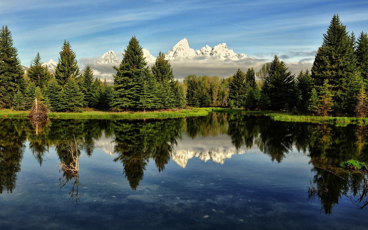 Обои озеро, горы, пейзаж, lake, mountains, landscape разрешение 1920x1080 Загрузить