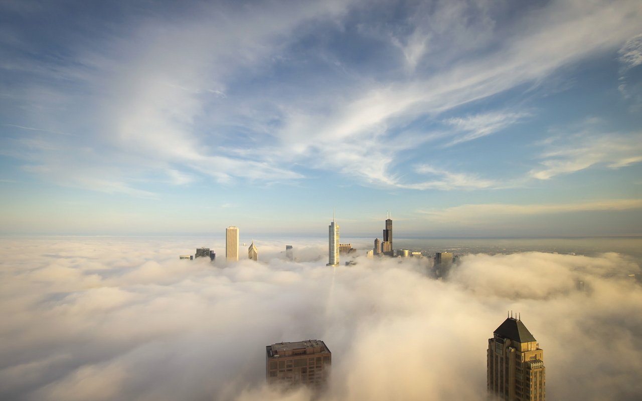 Обои небо, облака, город, сша, здания, чикаго, the sky, clouds, the city, usa, building, chicago разрешение 1920x1200 Загрузить