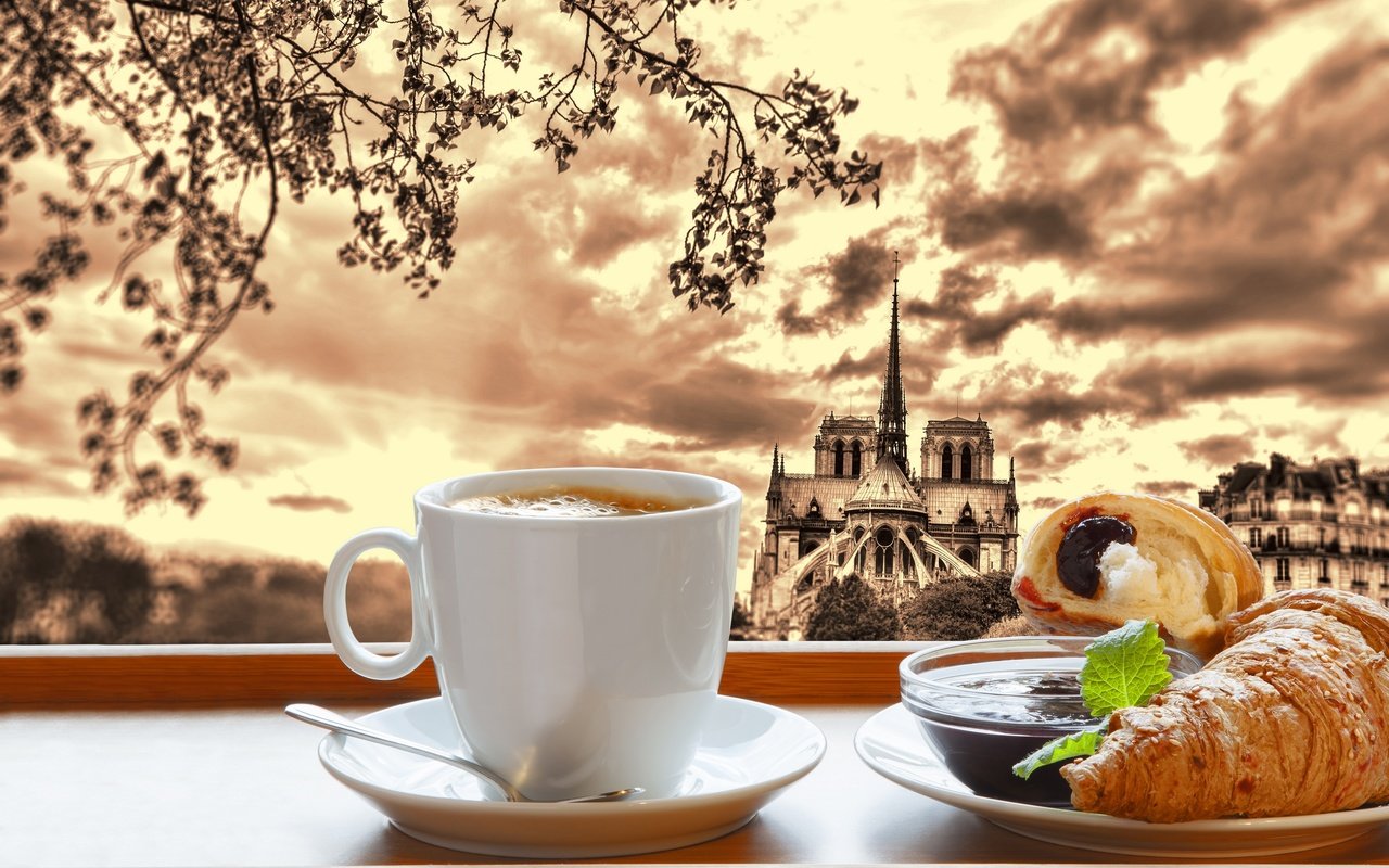 Обои кофе, нотр-дам, париж, джем, завтрак, кубок, круасан, круассан, франци, кафедральный, cathedral, coffee, notre dame, paris, jam, breakfast, cup, croissant, france разрешение 2880x1920 Загрузить
