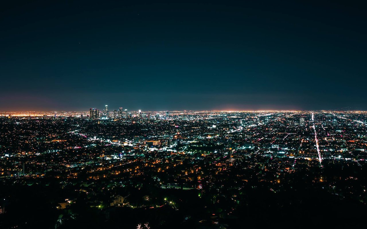 Обои ночь, огни, пейзаж, калифорния, лос-анджелес, night, lights, landscape, ca, los angeles разрешение 2048x1174 Загрузить