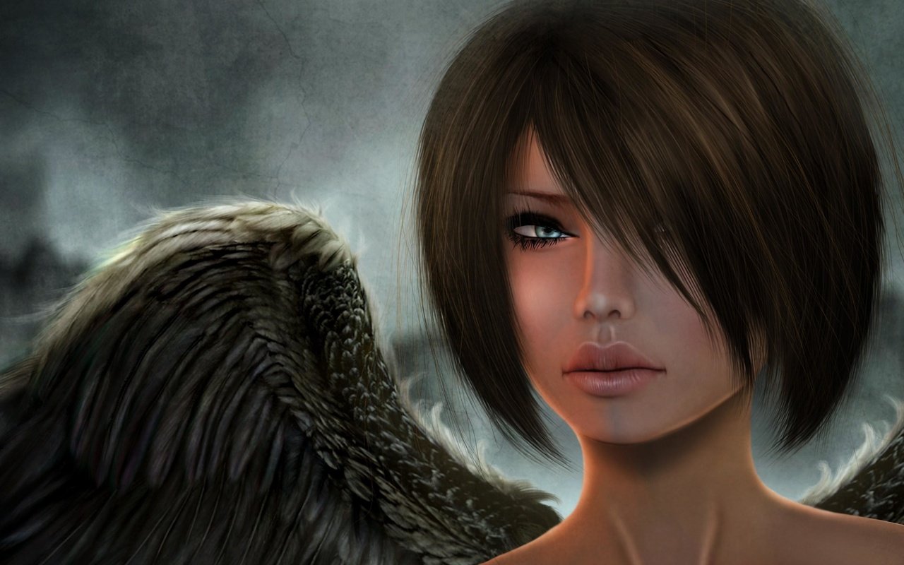 Обои девушка, взгляд, крылья, рендеринг, ангел, лицо, 3д, girl, look, wings, rendering, angel, face, 3d разрешение 2950x1878 Загрузить