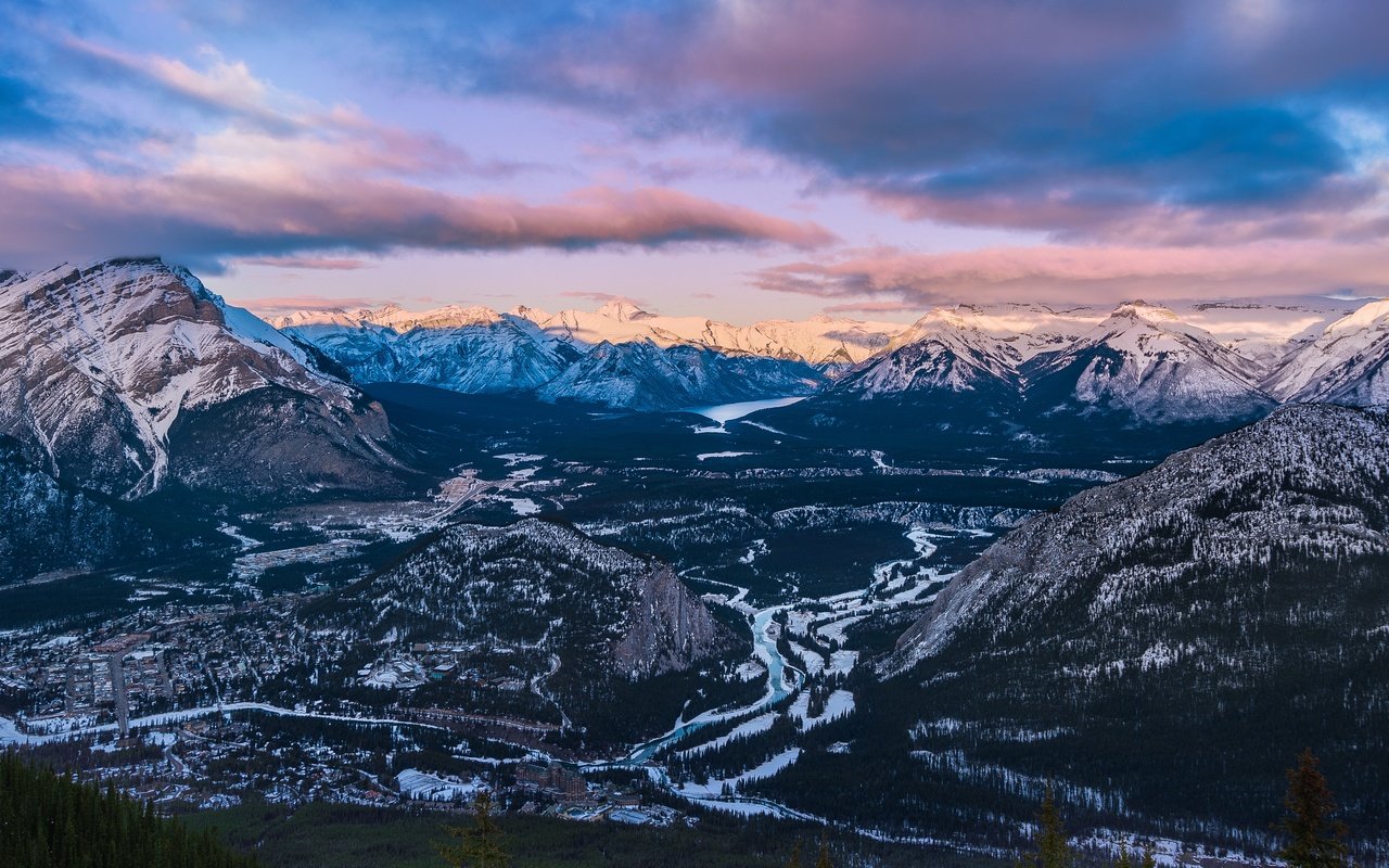 Обои горы, природа, дерево, лес, зима, канада, банф, mountains, nature, tree, forest, winter, canada, banff разрешение 3840x2160 Загрузить