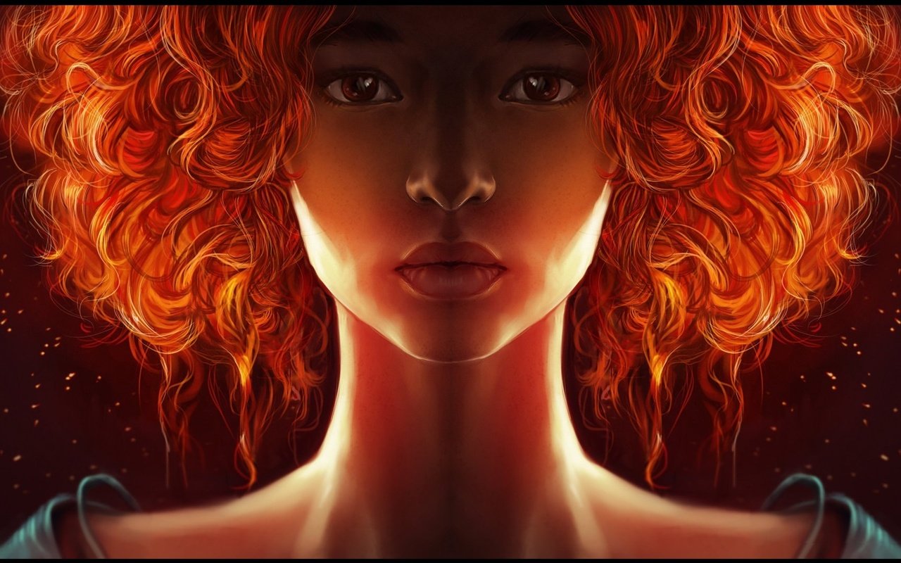 Обои арт, девушка, портрет, рыжая, кудри, лицо, art, girl, portrait, red, curls, face разрешение 1984x1082 Загрузить