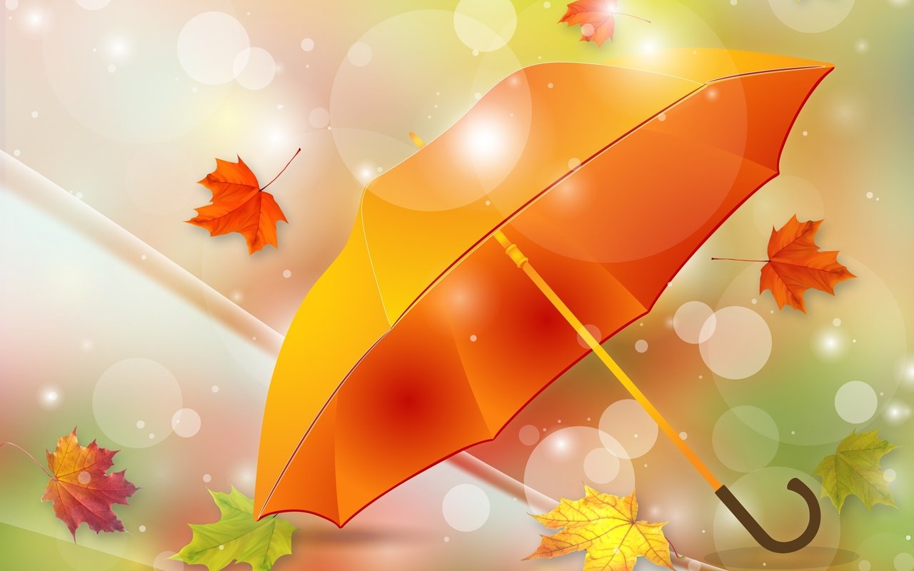 Обои листья, осень, зонтик, leaves, autumn, umbrella разрешение 3000x2063 Загрузить