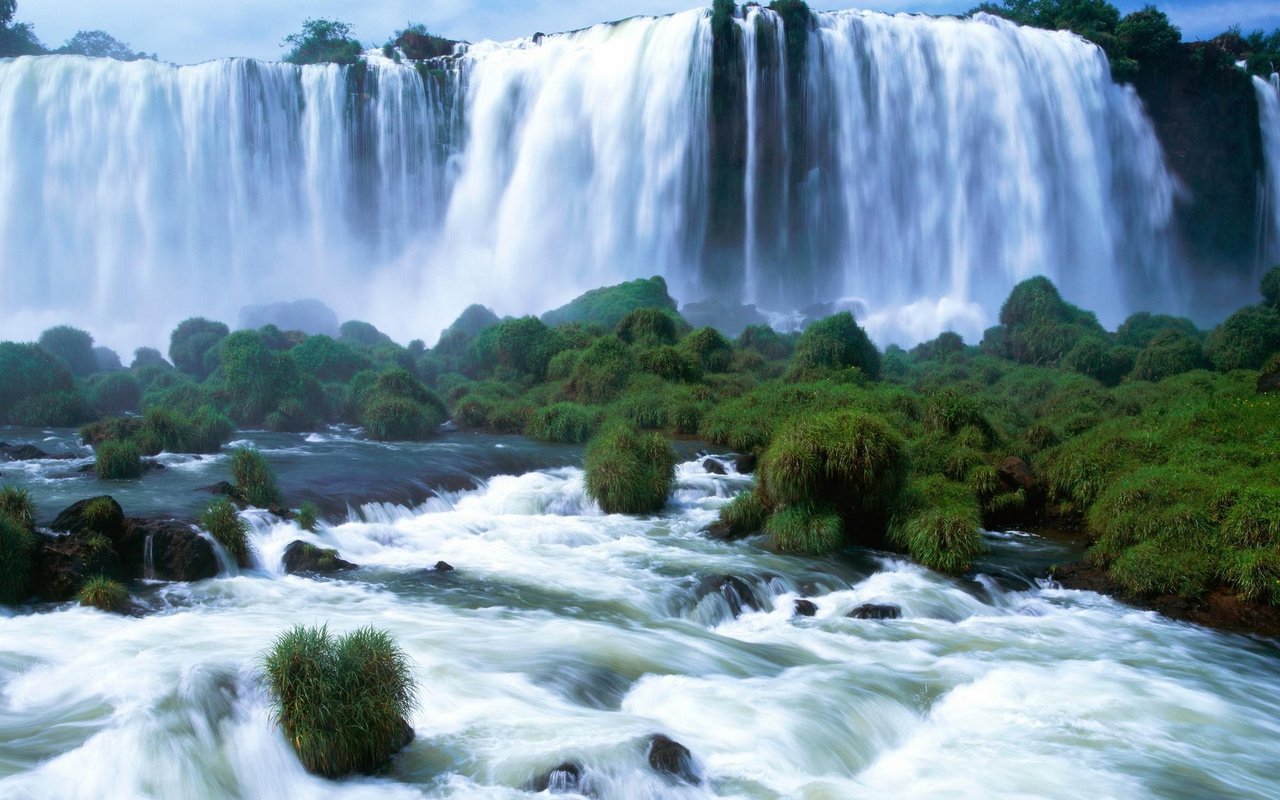 Обои река, пейзаж, водопад, водопад игуасу, river, landscape, waterfall, the iguaçu falls разрешение 1920x1200 Загрузить