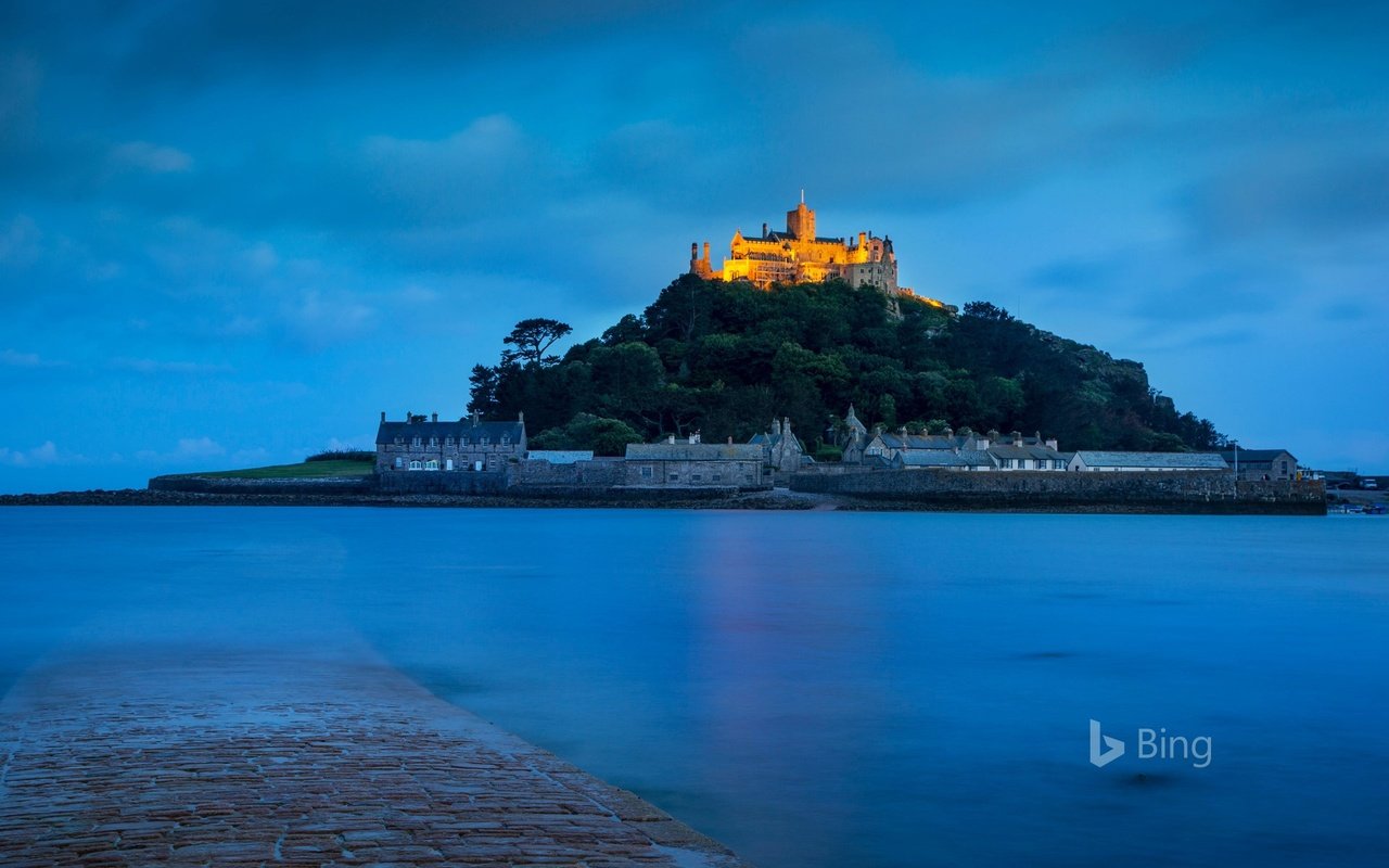 Обои ночь, замок, франция, bing, мон сен-мишель, night, castle, france, mont saint-michel разрешение 1920x1200 Загрузить