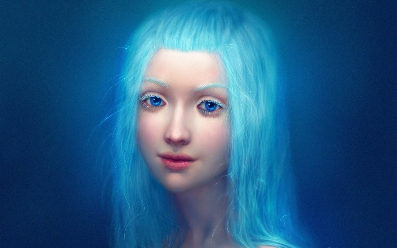 Обои девушка, взгляд, волосы, лицо, синие волосы, girl, look, hair, face, blue hair разрешение 1920x1311 Загрузить