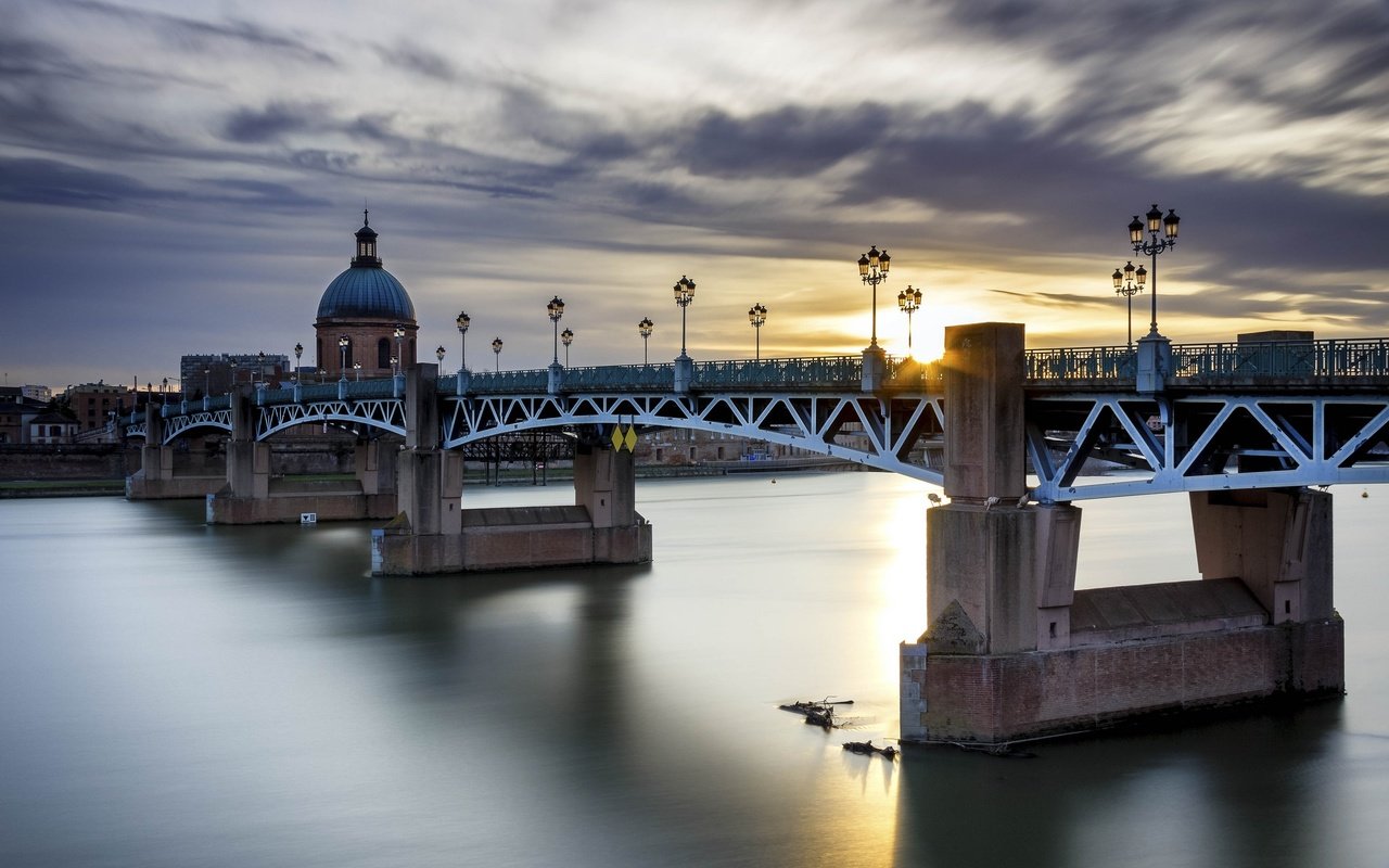 Обои мост, город, франция, тулуза, пиренеи, pont saint pierre, гаронна, тулу́за, мост сен-пьер, bridge, the city, france, toulouse, the pyrenees, garonne, pont saint-pierre разрешение 2048x1365 Загрузить