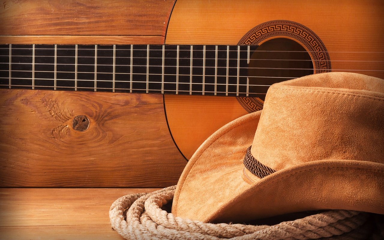 Обои гитара, веревка, шляпа, ковбой, ковбойская шляпа, guitar, rope, hat, cowboy, cowboy hat разрешение 4800x3534 Загрузить