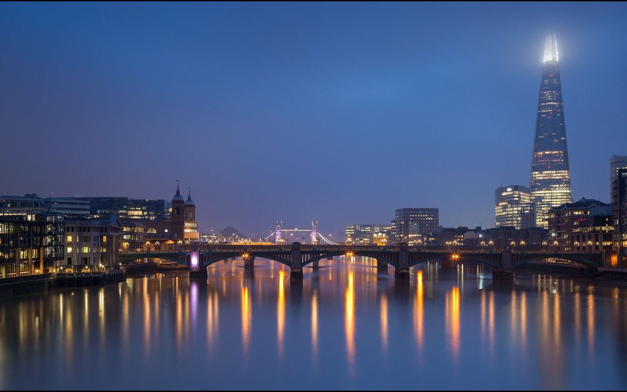 Обои ночь, огни, река, мост, лондон, темза, англия, night, lights, river, bridge, london, thames, england разрешение 2048x1231 Загрузить