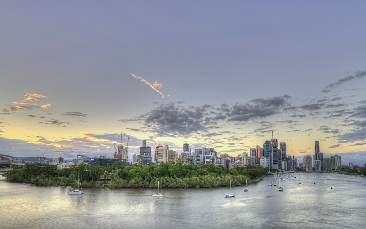 Обои панорама, город, небоскребы, австралия, брисбен, panorama, the city, skyscrapers, australia, brisbane разрешение 1920x1260 Загрузить