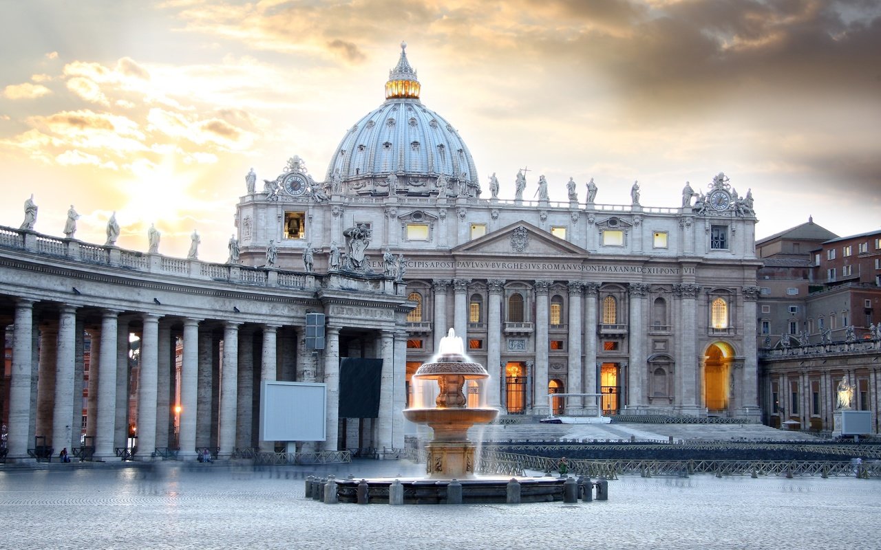 Обои фонтан, италия, здания, ватикан, собор святого петра, fountain, italy, building, the vatican, st. peter's cathedral разрешение 3888x2592 Загрузить