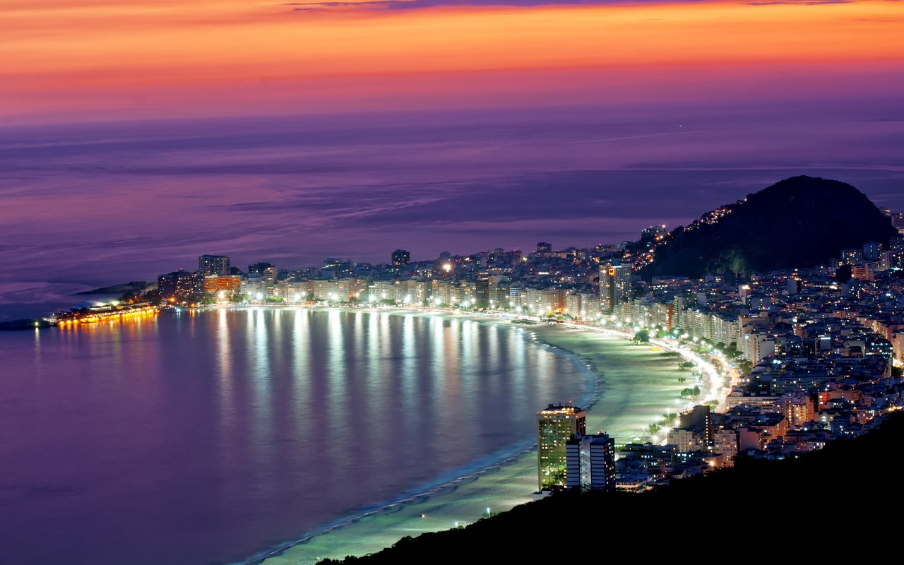 Обои пляж, город, бразилия, рио-де-жанейро, пляж копакабана, beach, the city, brazil, rio de janeiro, copacabana beach разрешение 3840x2400 Загрузить