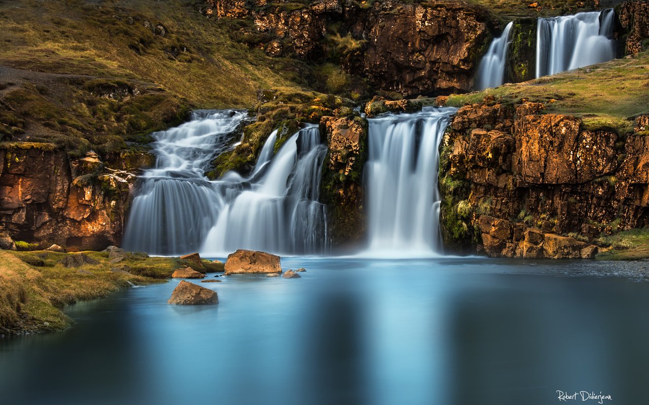 Обои река, природа, водопад, осень, river, nature, waterfall, autumn разрешение 1920x1200 Загрузить