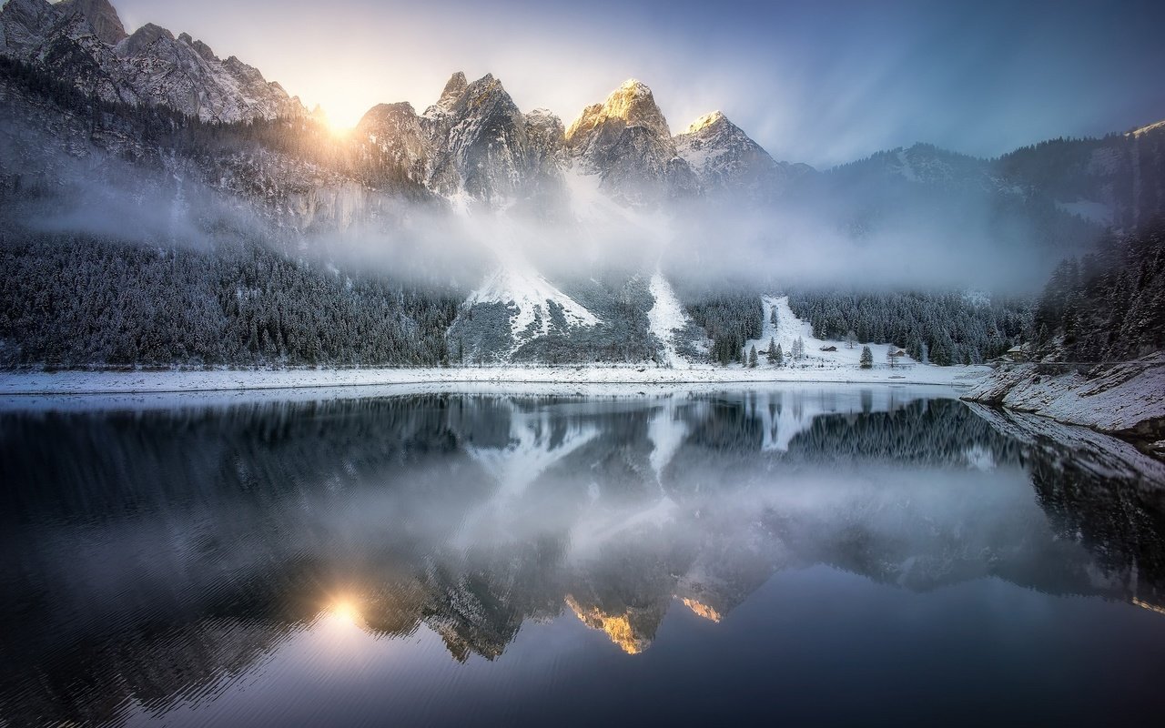 Обои озеро, горы, отражение, австрия, альпы, gosauseen, озеро гозаузее, lake, mountains, reflection, austria, alps, gosausee lake разрешение 2048x1466 Загрузить