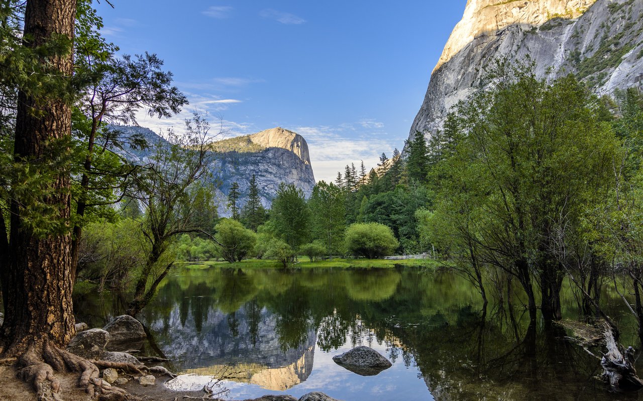 Обои река, горы, природа, лес, пейзаж, йосемите, river, mountains, nature, forest, landscape, yosemite разрешение 3840x2400 Загрузить