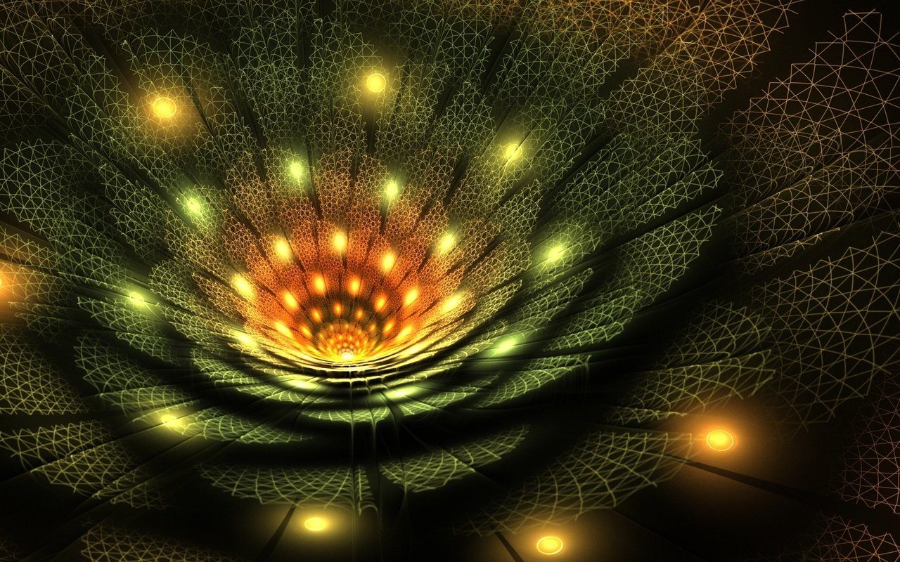 Обои свет, абстракция, цветок, лепестки, фрактал, light, abstraction, flower, petals, fractal разрешение 1920x1200 Загрузить