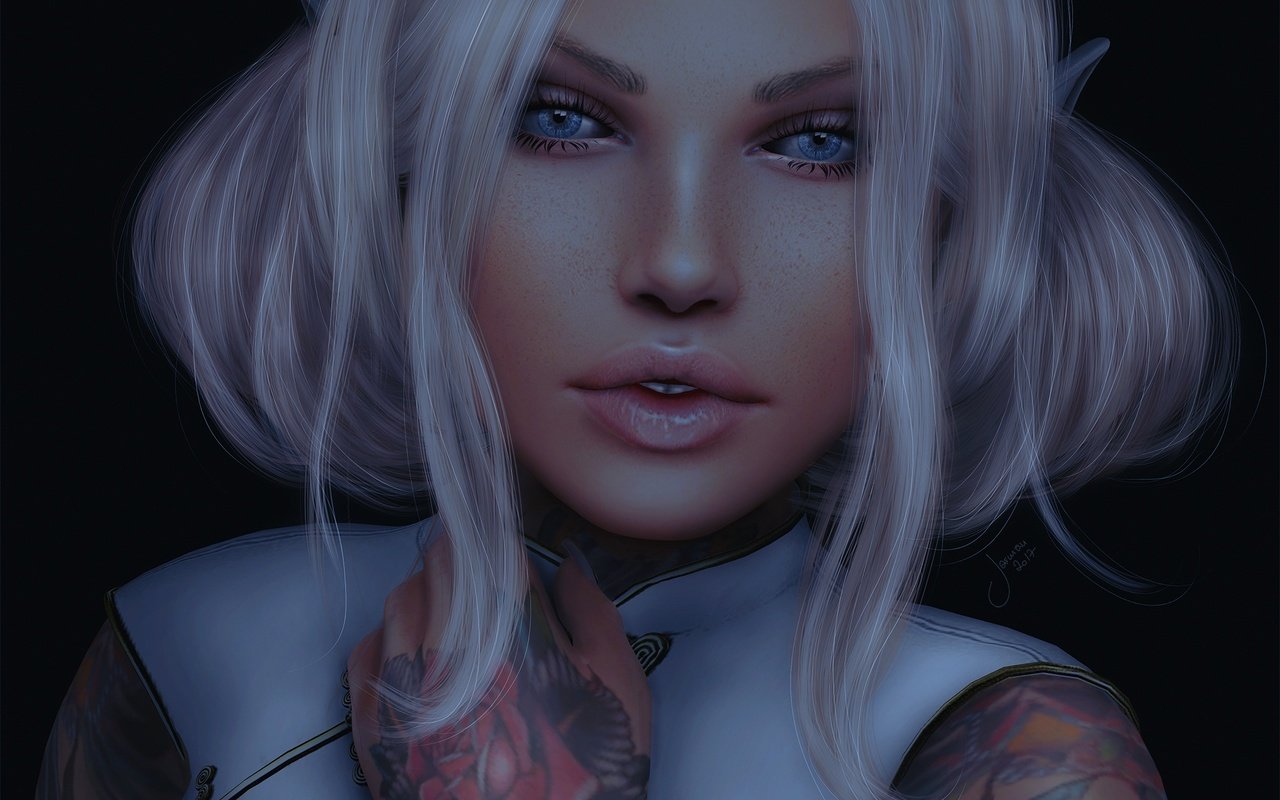 Обои глаза, девушка, фон, тату, волосы, губы, лицо, eyes, girl, background, tattoo, hair, lips, face разрешение 2048x1512 Загрузить