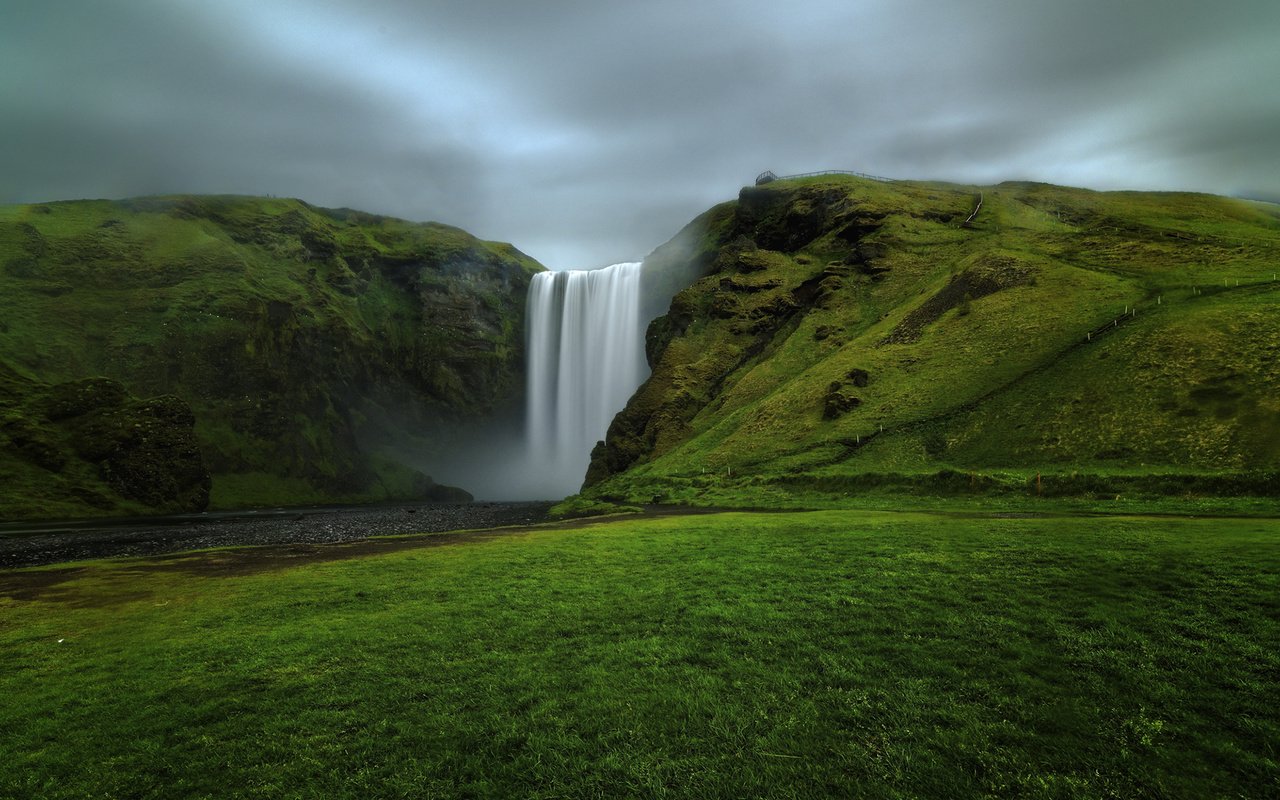 Обои река, природа, водопад, исландия, скоугафосс, etienne ruff, river, nature, waterfall, iceland, skogafoss разрешение 1920x1200 Загрузить