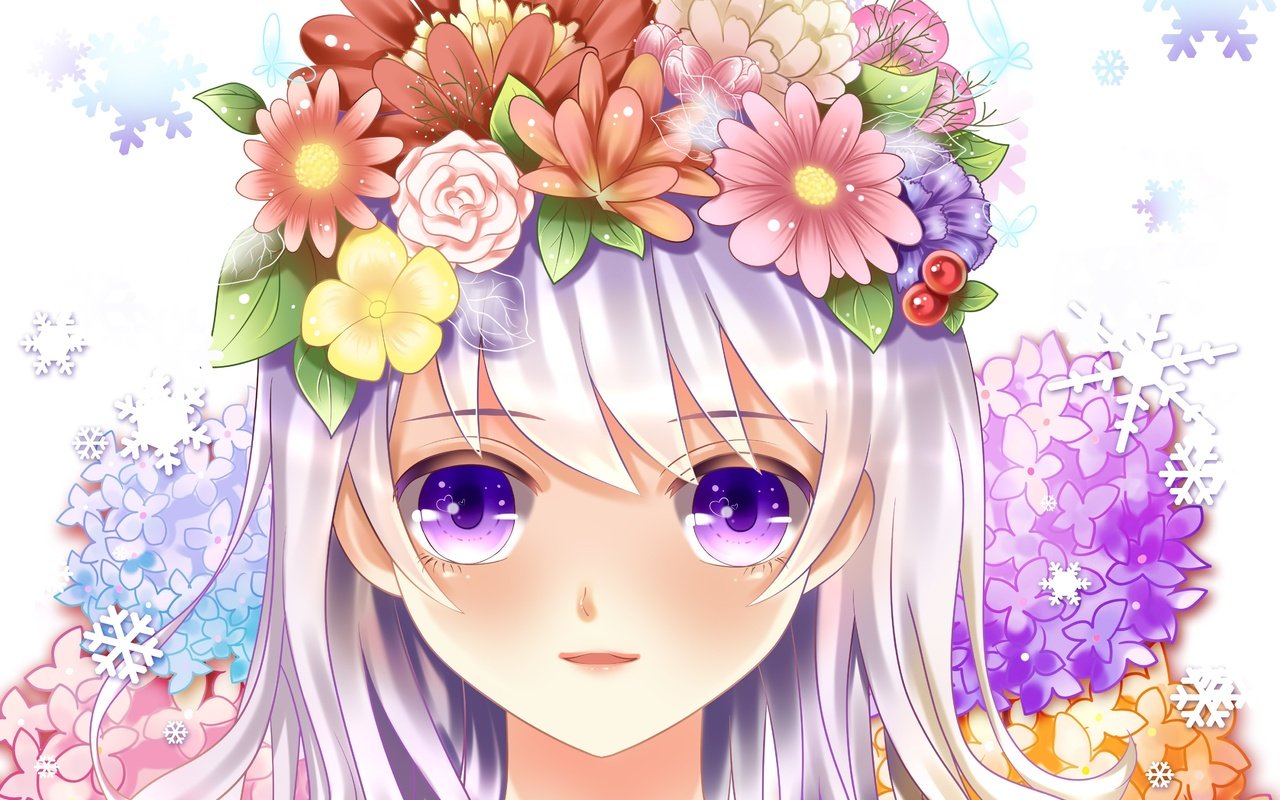 Обои глаза, цветы, девушка, розы, аниме, лицо, eyes, flowers, girl, roses, anime, face разрешение 4724x3789 Загрузить