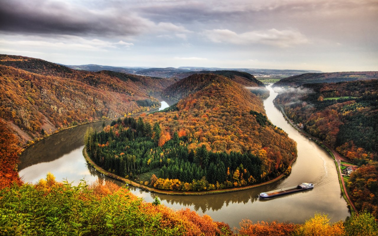 Обои пейзаж, осень, леса, реки, германия, landscape, autumn, forest, river, germany разрешение 2560x1600 Загрузить