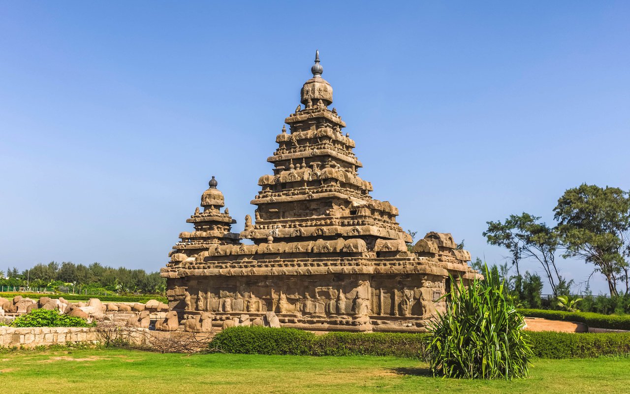 Обои храм, индия, махабалипурам, мамаллапурам, temple, india, mahabalipuram, mamallapuram разрешение 3840x2400 Загрузить