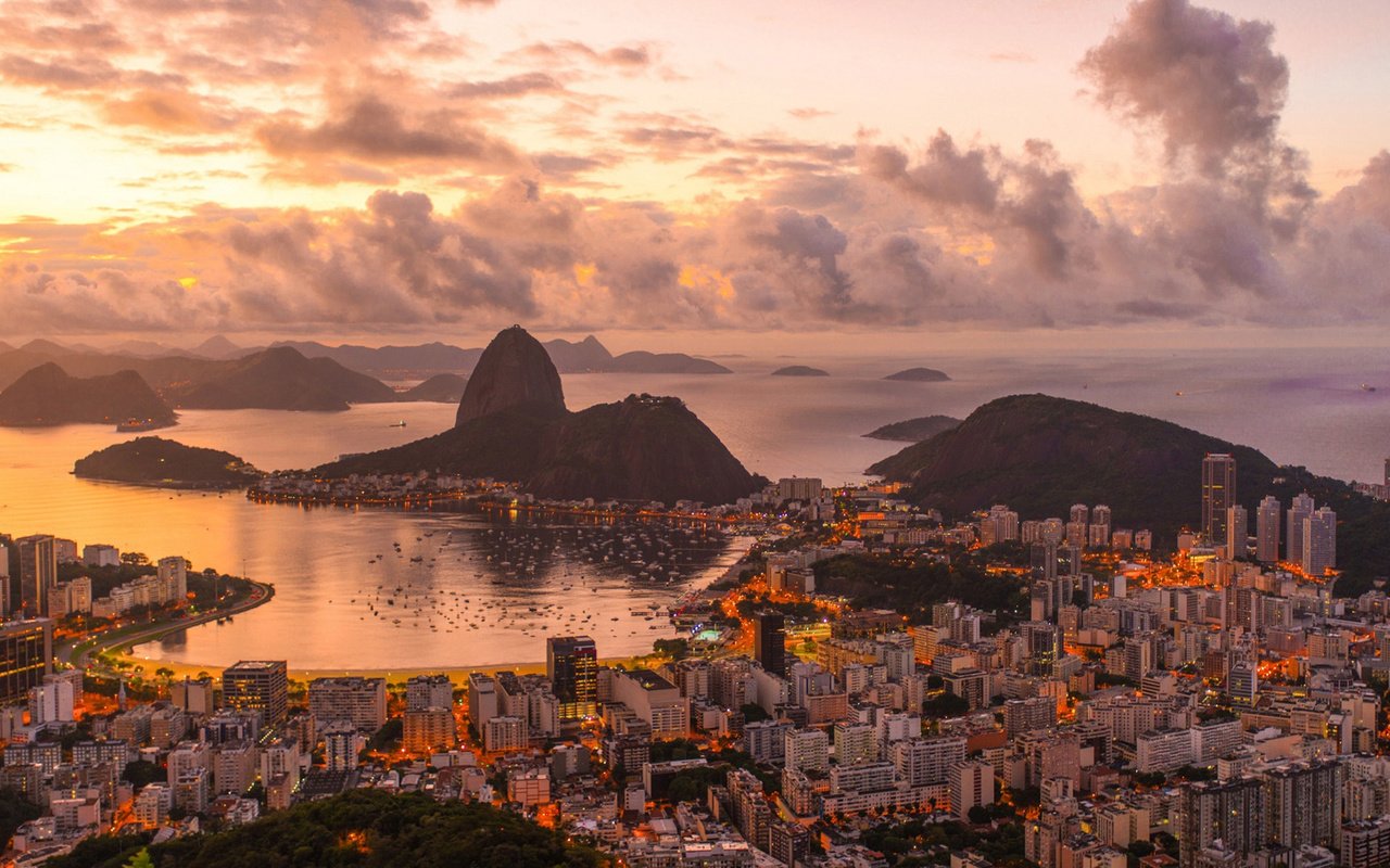 Обои пейзаж, панорама, город, бразилия, рио-де-жанейро, де, landscape, panorama, the city, brazil, rio de janeiro, de разрешение 1920x1080 Загрузить