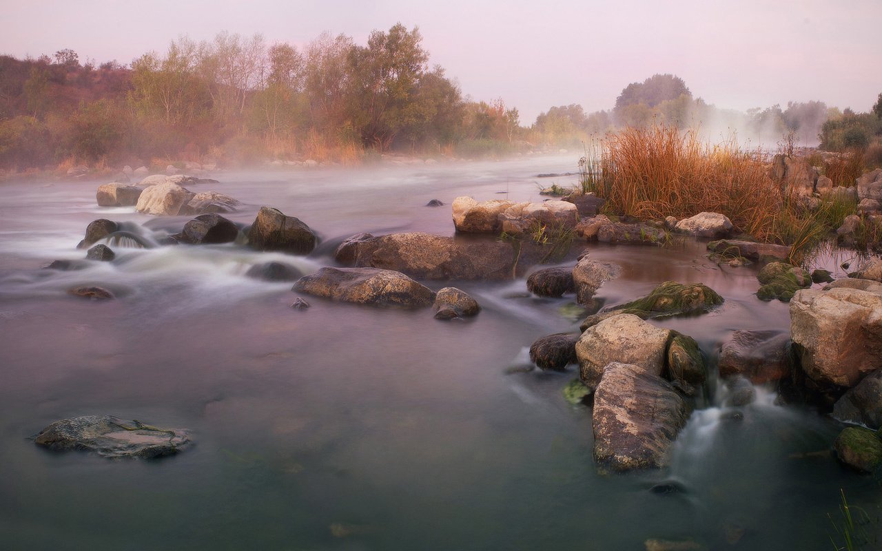Обои река, природа, туман, осень, river, nature, fog, autumn разрешение 1920x1080 Загрузить