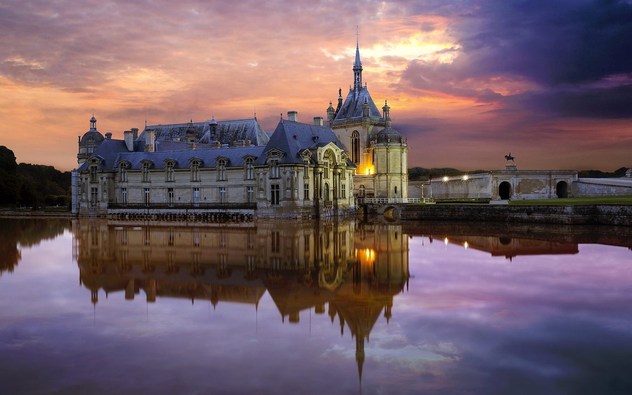 Обои замок, франция, шантийи, castle, france, chantilly разрешение 1920x1080 Загрузить