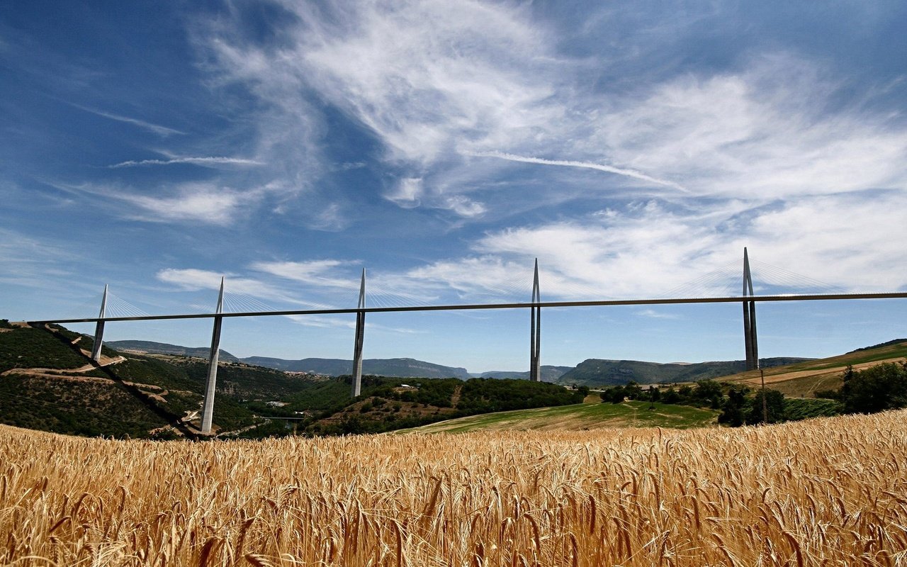 Обои поле, мост, пшеница, франция, рожь, field, bridge, wheat, france, rye разрешение 1920x1080 Загрузить