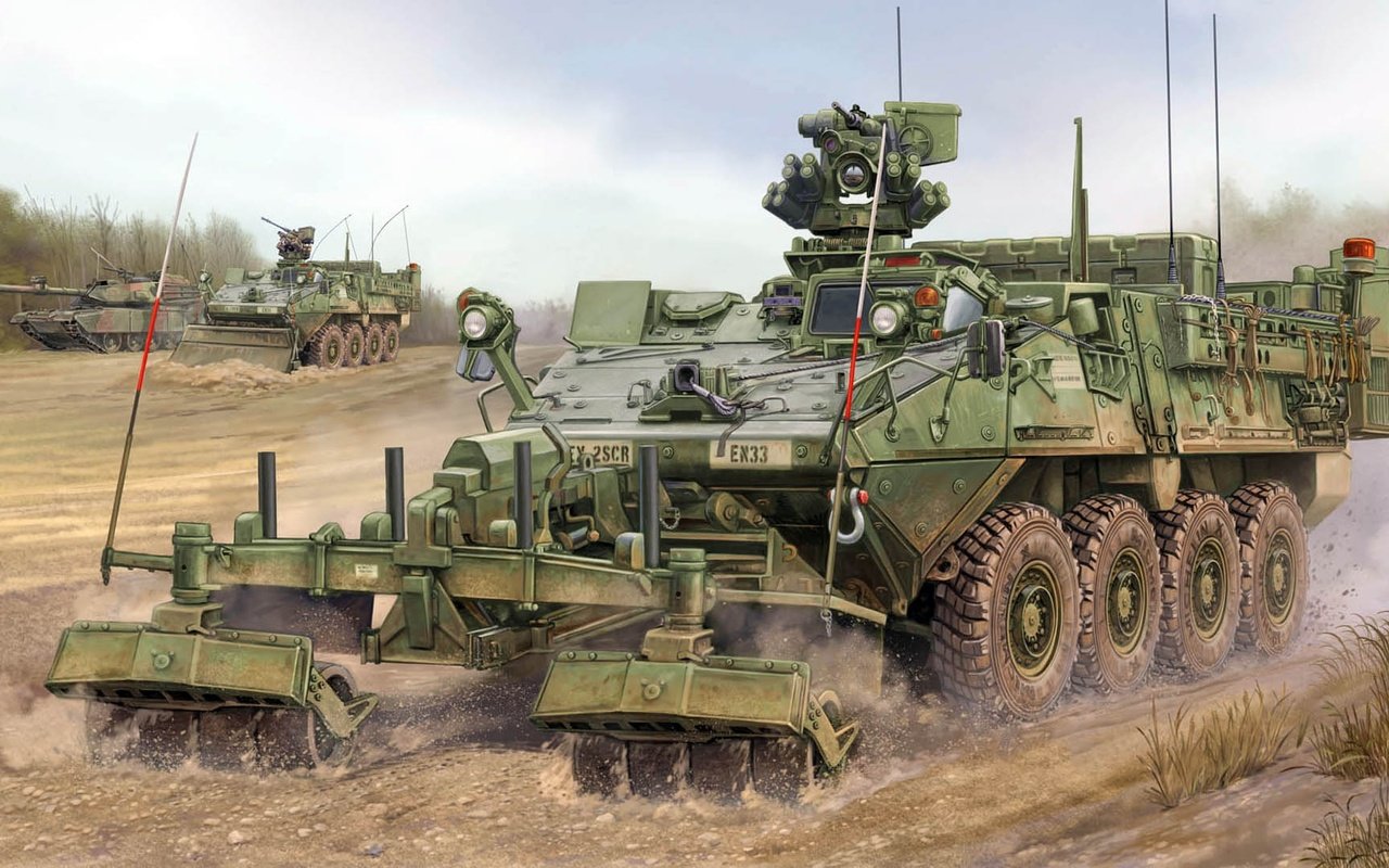 Обои бронетранспортер, stryker, esv, армейская боевая машина, engineer support vehicle, инженерная машина разграждения, engineer squad vehicle, m1132, apc, army combat vehicle, the engineering obstacle clearing machine разрешение 1920x1080 Загрузить