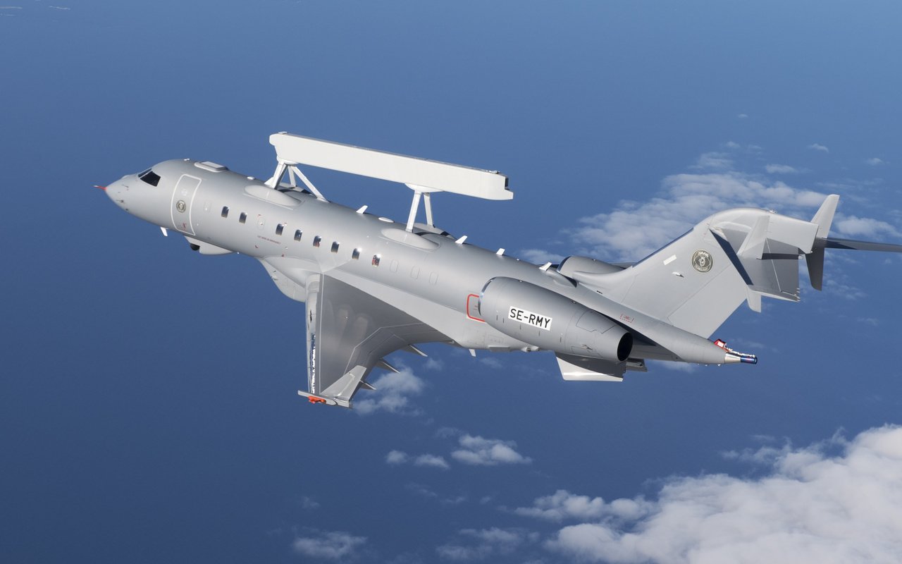 Обои дрло, радар, saab, bombardier global 6000, erieye, awacs, radar разрешение 2112x1188 Загрузить