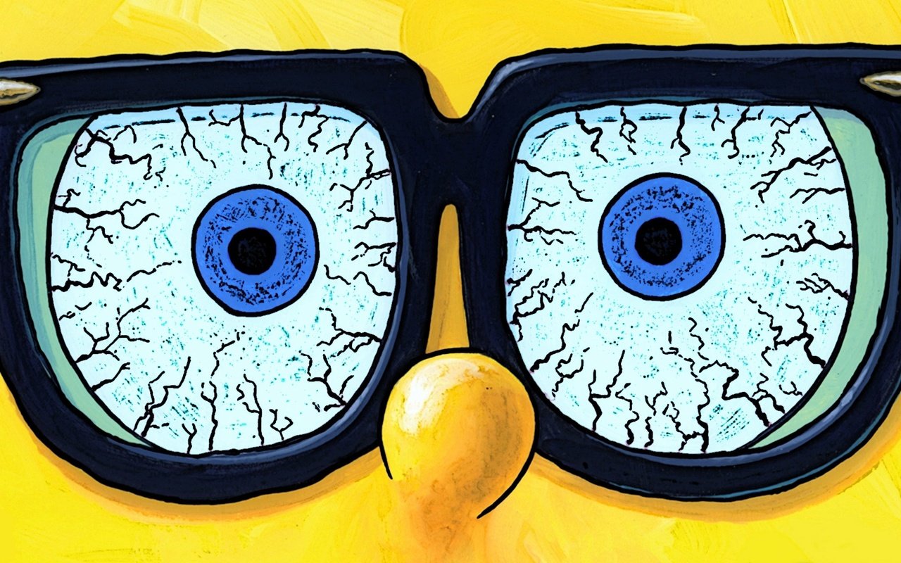 Обои глаза, взгляд, очки, губка, спанч боб, eyes, look, glasses, sponge, spongebob разрешение 3840x2160 Загрузить