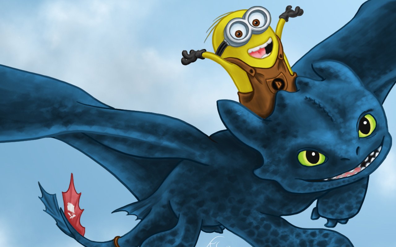 Обои дракон, мультфильм, миньон, анимация, иллюстрация, dragon, cartoon, minion, animation, illustration разрешение 3840x2160 Загрузить