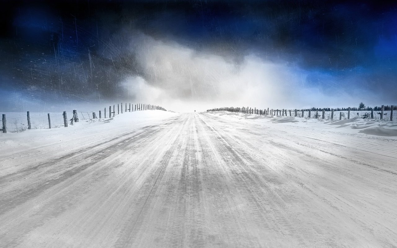 Обои небо, дорога, снег, природа, зима, холод, the sky, road, snow, nature, winter, cold разрешение 1920x1140 Загрузить