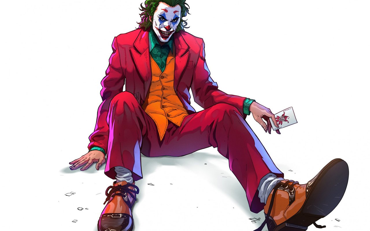 Обои арт, поза, взгляд, белый фон, джокер, art, pose, look, white background, joker разрешение 2112x1188 Загрузить