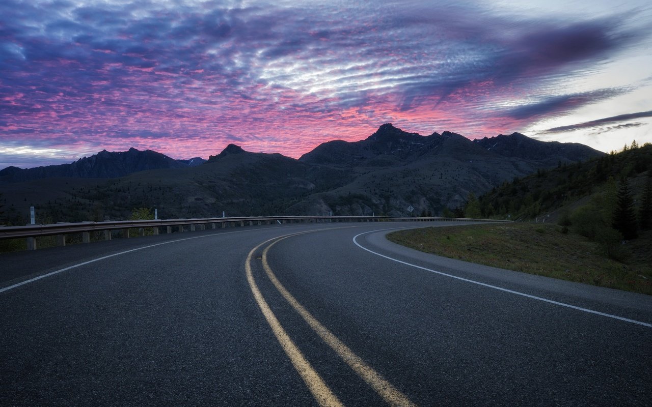 Обои небо, дорога, закат, the sky, road, sunset разрешение 3840x2160 Загрузить