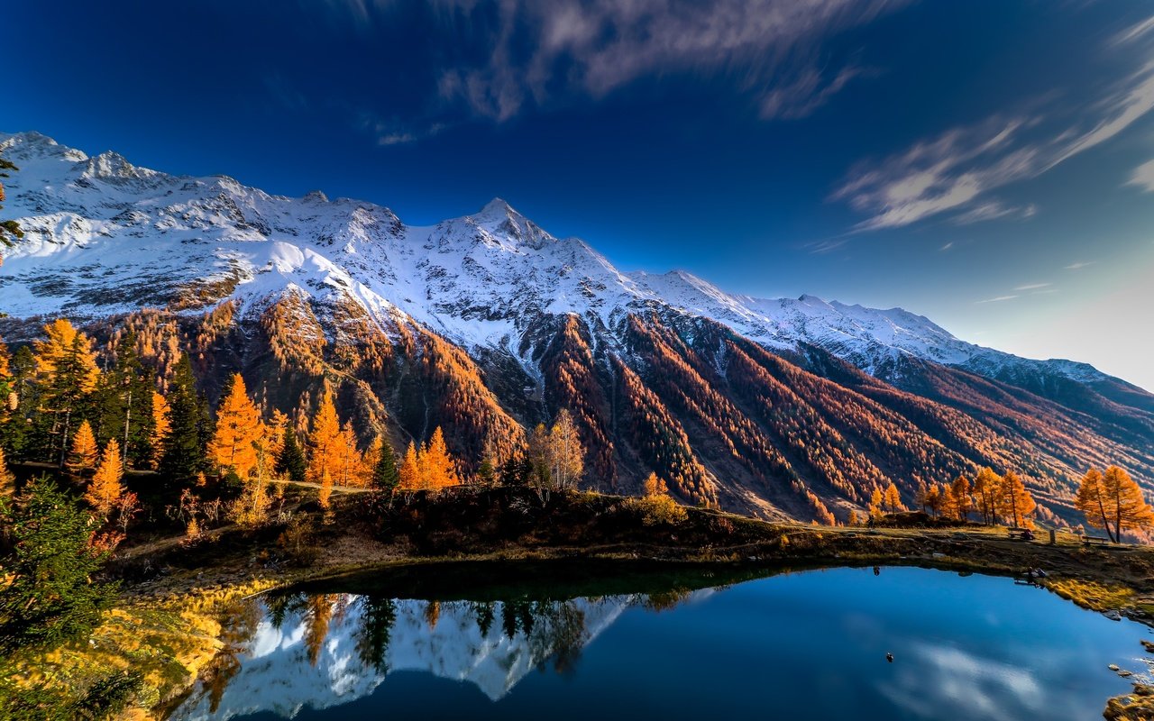 Обои озеро, горы, отражение, осень, швейцария, lake, mountains, reflection, autumn, switzerland разрешение 3887x2572 Загрузить