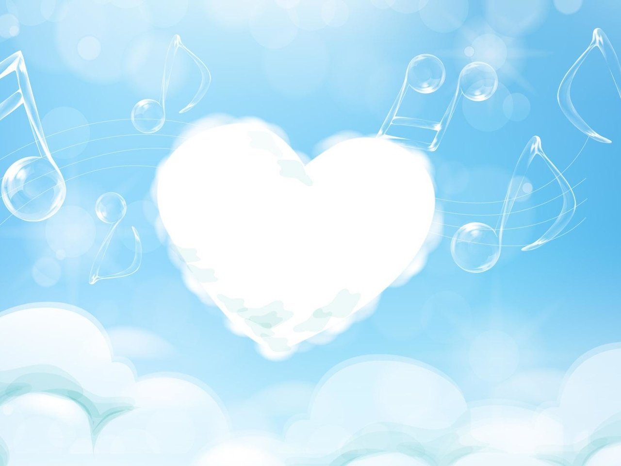 Обои облака, ноты, сердечко, мелодия, clouds, notes, heart, melody разрешение 1920x1100 Загрузить